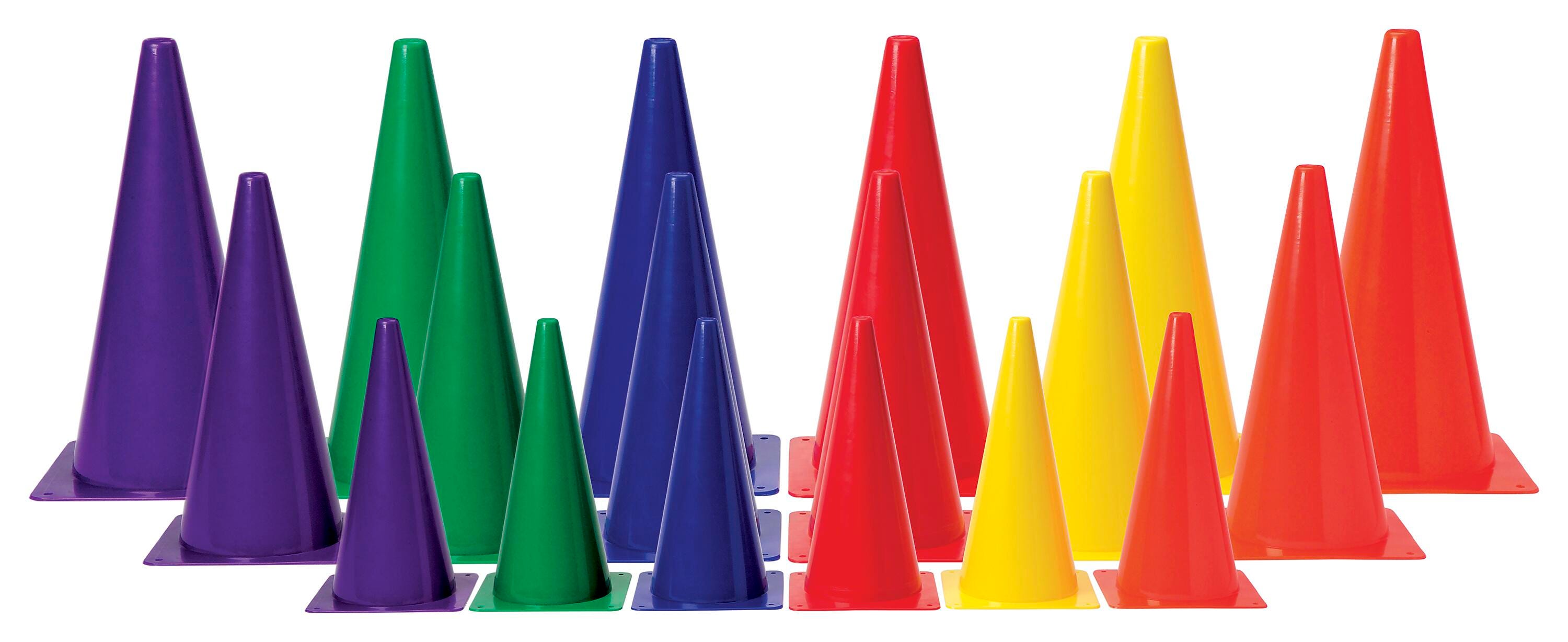 Plastic Cones, Medium Weight, 15 Inches, Assorted Colors, Set of 6 2123762